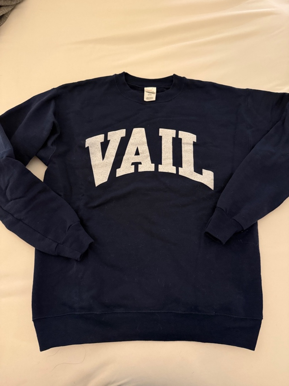 Hanes Navy Crewneck Sweater with White VAIL Lettering